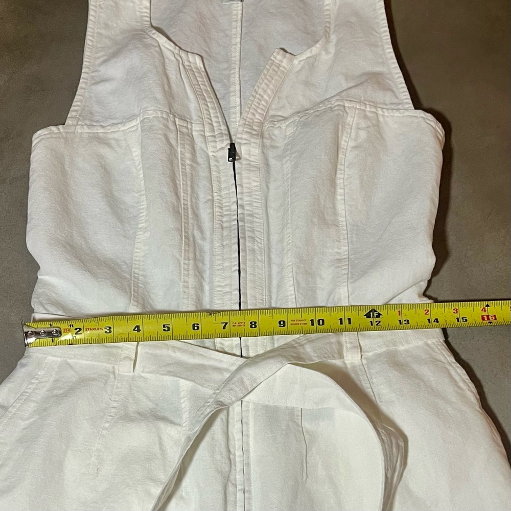 Sundance White Sleeveless Utility Zip Jumpsuit with Tie Belt - Cotton Linen - Picture 13 of 16